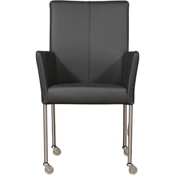 Set van 6 Leren eetkamerstoelen Comfort met wieltjes en, Huis en Inrichting, Stoelen, Ophalen of Verzenden, Nieuw, Leer, Vijf, Zes of meer stoelen