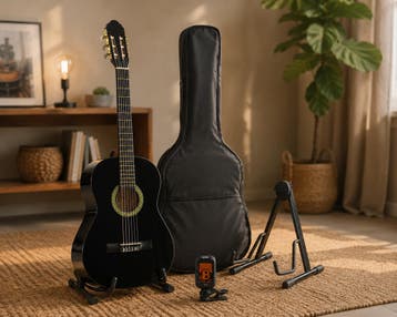 A.Martinez MTC-080/B Klassieke Gitaar 4/4 Black Hoogglans, Ophalen of Verzenden, Nieuw