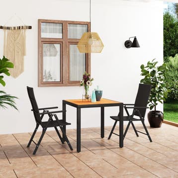 vidaXL 3-delige Tuinset zwart en bruin, Tuin en Terras, Tuinsets en Loungesets, Verzenden, Nieuw, 3 zitplaatsen, Tuinset