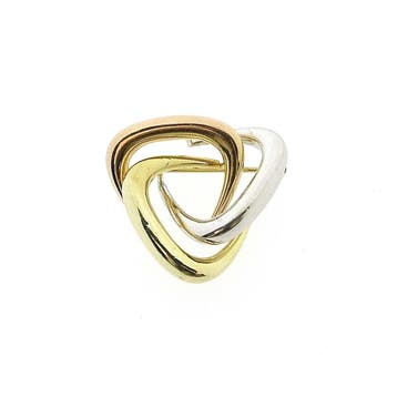 Tricolor gouden dynamische broche, Ophalen of Verzenden, Gebruikt, Overige kleuren, Goud