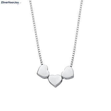 Zilveren 3 hartjes collier, Verzenden, Nieuw, Zilver