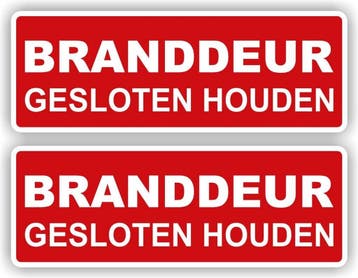 Branddeur dicht houden, set van 2 stickers. (1436.76), Verzenden, Nieuw, Overige typen
