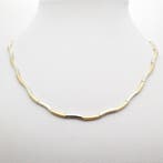 Bicolor gouden staafjes collier (Ketting), Ophalen of Verzenden, Gebruikt, Overige kleuren, Goud