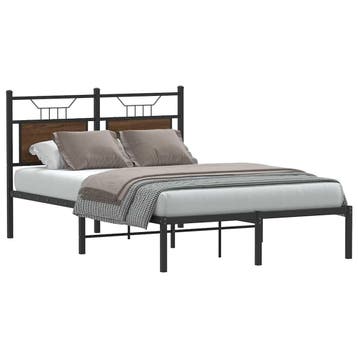 vidaXL Bedframe zonder matras bewerkt hout bruin eikenkleur, Bruin, Verzenden, Nieuw, Twijfelaar