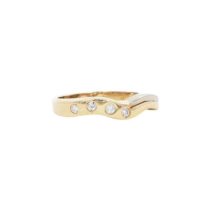 Gouden ring met zirkonia 14 karaat, Sieraden, Tassen en Uiterlijk, Ringen, Goud, Zo goed als nieuw, Verzenden