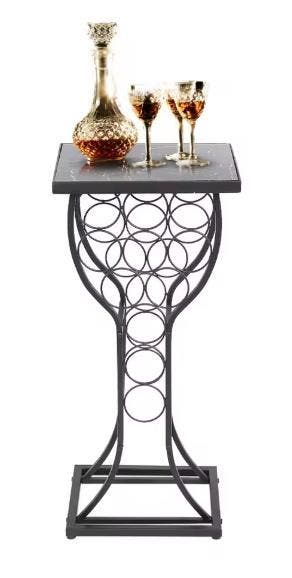 Wijntafel met Marmer – Wijnrek voor 11 Flessen & Opbergruimt, Verzenden, Nieuw