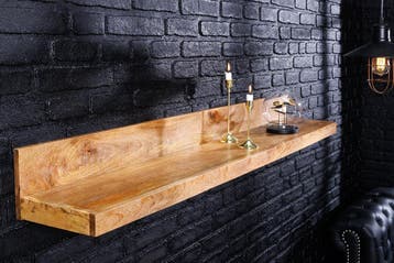 Massieve wandplank MAKASSAR 110 cm naturel mangohout, Ophalen of Verzenden, Nieuw