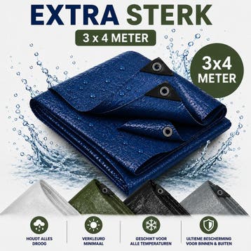 Dekzeil 3 x 4 m, 110 g/m² ultrasterk, 16 ringen, versterk.., Verzenden, Nieuw