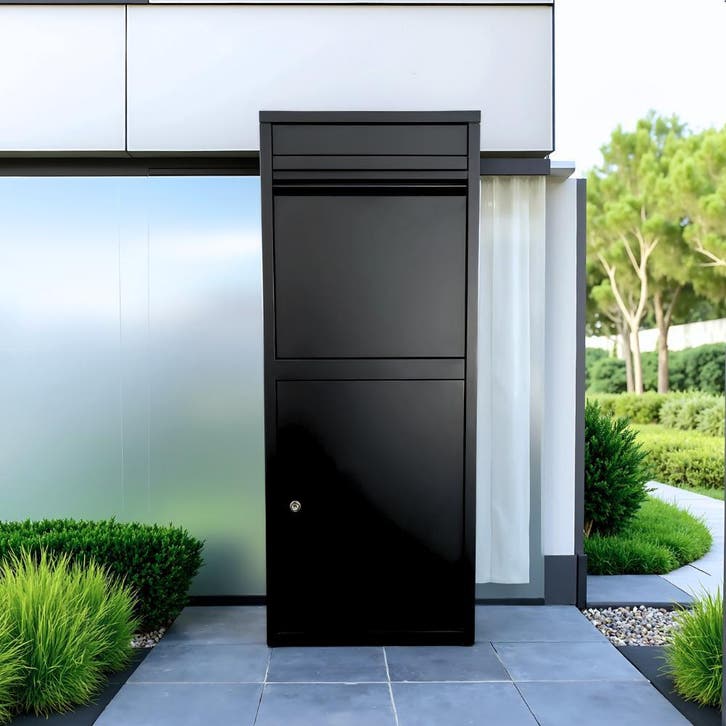 ParcelXL Mondo - Pakketbrievenbus grote inworp - Zwart ACTIE, Tuin en Terras, Brievenbussen, Staande brievenbus, Nieuw, Rvs, Verzenden