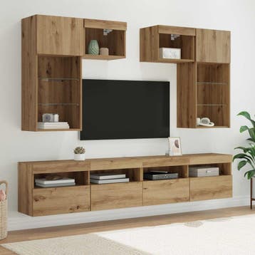 vidaXL TV Wandmeubels 6 st Oud Hout Bewerkt hout, Minder dan 50 cm, Verzenden, Nieuw, Minder dan 100 cm
