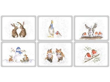 Veiling - Pimpernel Wrendale Ontwerp Kerst Placemats | Set v, Gebruikt