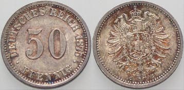 50 Pfennig 1875 C Kleinmunten-kaiserreich Kleiner Adler, Verzenden