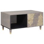 vidaXL Salontafel Grijs 80 x 50 x 40 cm Massief Mango Hout, Verzenden, Nieuw, 50 tot 100 cm, Minder dan 50 cm