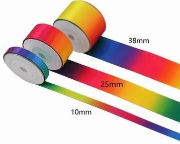 Dubbelsatijn lint dubbelzijdig regenboog kleurrijk 25 mm per, Hobby en Vrije tijd, Ophalen of Verzenden, Nieuw