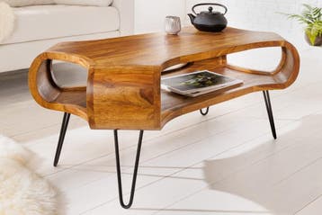 Design Couchtisch ORGANIC LIVING 100cm Sheesham, Huis en Inrichting, Tafels | Salontafels, Ophalen of Verzenden, Nieuw