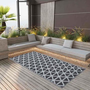 vidaXL Buitenkleed ARAKIL 120x180 cm PP zwart, Tuin en Terras, Verzenden, Nieuw