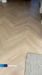 PVC vloer visgraat vloer 750x150 eiken vloer visgraat pvc, Visgraat PVC Click Vloeren, 75 m² of meer, Grijs, Nieuw