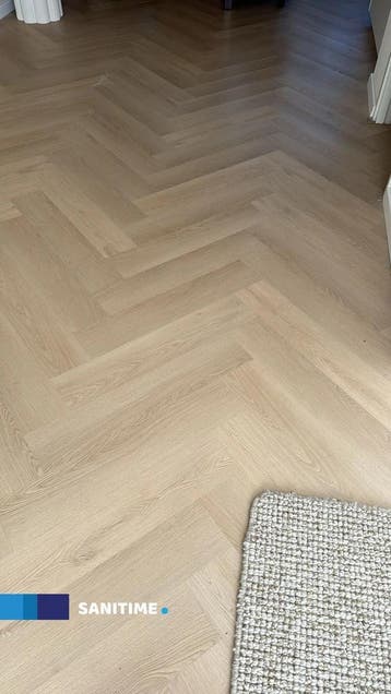PVC vloer visgraat vloer 750x150 eiken vloer visgraat pvc, Visgraat PVC Click Vloeren, 75 m² of meer, Grijs, Nieuw