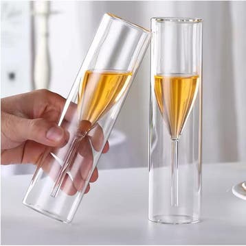 Dubbelwandig Champagneglas – Fluitglas voor Champagne 115ml, Verzenden, Nieuw