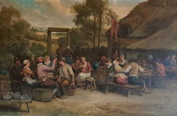 Scuola fiamminga (XVIII) - Scena di festa in un villaggio