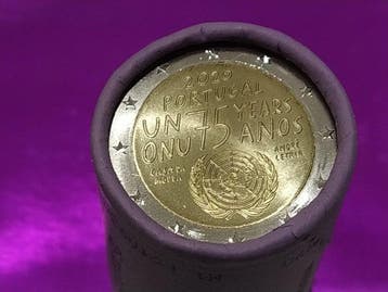 Portugal. 2 Euro 2020 75 Anos ONU (25 moedas) em rolo