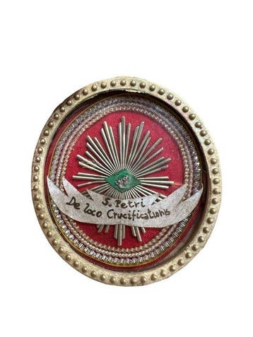 Reliekhouder - Brons, Gouden cartouche, Glas - 20e eeuw -, Antiek en Kunst