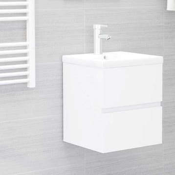 vidaXL Wastafelkast met ingebouwde wastafel spaanplaat wit, Verzenden, Nieuw