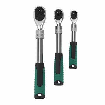 3 Ratchet Wrenches 1/4 3/8 1/2 72 Teeth Extendable Ergono..., Verzenden, Nieuw