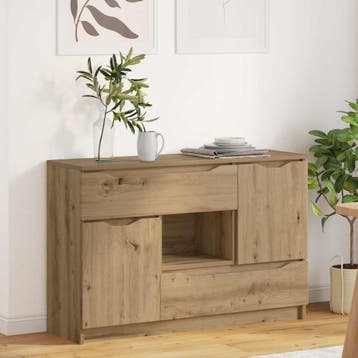 vidaXL Dressoir Artisan Eiken 100 x 30 x 65,6 Bewerkt hout, Verzenden, Nieuw, Overige houtsoorten, Minder dan 50 cm