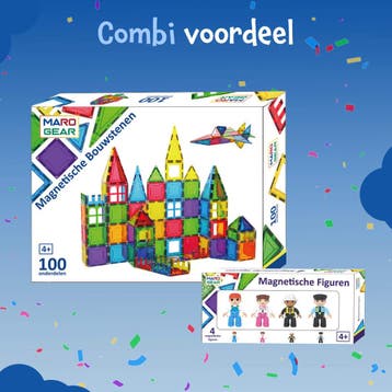 Magnetische Bouwstenen  + 4 magnetische figuren - 104, Ophalen of Verzenden, Nieuw, Overige merken