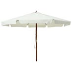 vidaXL Parasol met houten paal 330 cm zandwit, Verzenden, Nieuw, 3 tot 4 meter