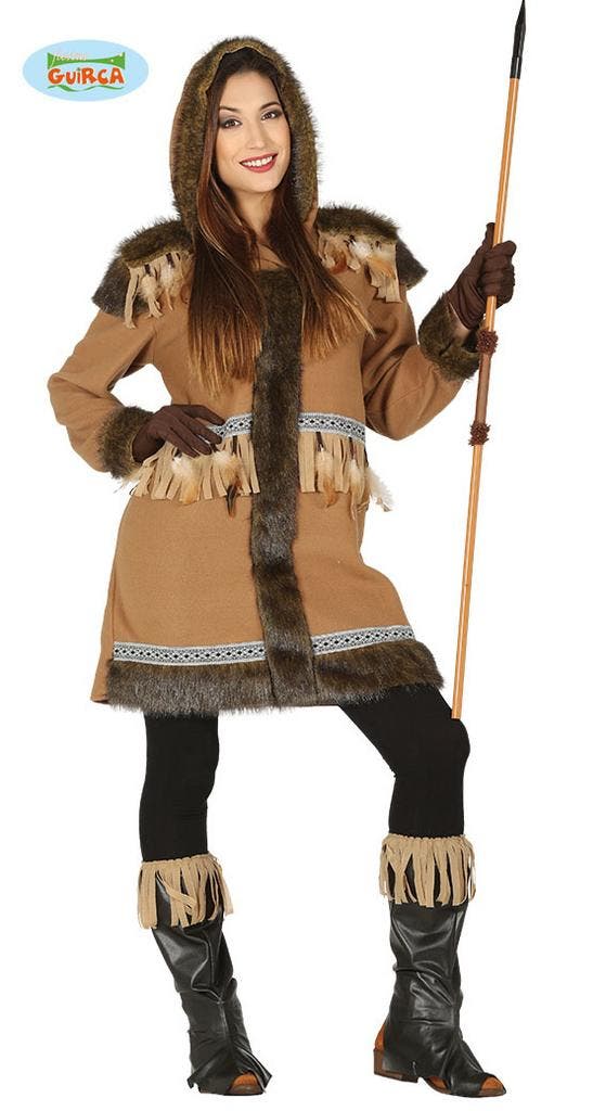 Eskimo Kostuum Bruin Vrouw Kiki, Kleding | Dames, Carnavalskleding en Feestkleding, Nieuw, Ophalen of Verzenden