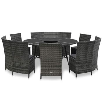 vidaXL 7-delige Tuinset met kussens poly rattan grijs, Verzenden, Nieuw, 2 zitplaatsen, Tuinset