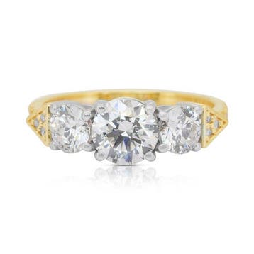 Zonder minimumprijs - Ring - 18 karaat Geel goud, Witgoud -, Sieraden, Tassen en Uiterlijk, Ringen, Nieuw