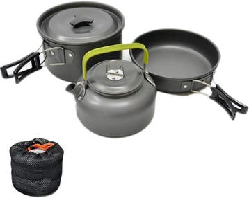 Camping kookset 3-delig | Retourdeal 39% Korting, Caravans en Kamperen, Ophalen of Verzenden, Zo goed als nieuw