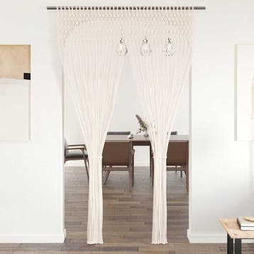 vidaXL Gordijn macramé 140x240 cm katoen, Verzenden, Nieuw, Crème