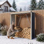 [casa.pro] Stalen brandhout rek Kalmar houtopslag 155x45x157, Tuin en Terras, Haardhout, Verzenden
