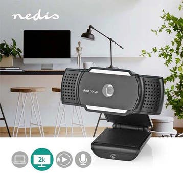 Webcam voor pc - Met Microfoon – Cover – Zwart - Nedis, Computers en Software, Verzenden, Zo goed als nieuw