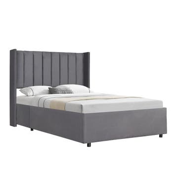 Gestoffeerd bed Savona - 200 x 140 cm - Donkergrijs - Incl., Verzenden, Nieuw