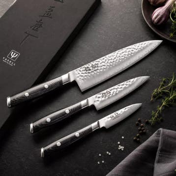 Yaxell Tsuchimon Messenset – 3-delig – Koksmes 20 cm, Un, Ophalen of Verzenden, Nieuw, Overige materialen