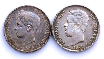 Spanje. Amadeo I y Alfonso XIII. 5 Pesetas 1871 y 1898