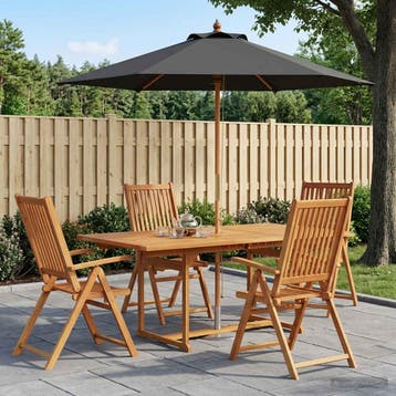 vidaXL Buiten Eetset met Parasol 6 st Anthraciet en, Verzenden, Nieuw, 6 zitplaatsen