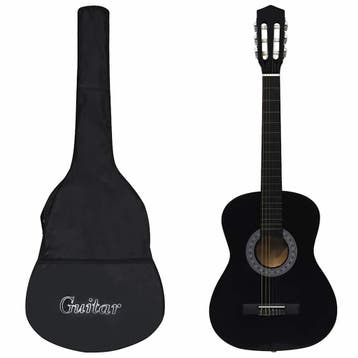 vidaXL Gitaar klassiek beginner met tas 3/4 36 zwart, Verzenden, Nieuw
