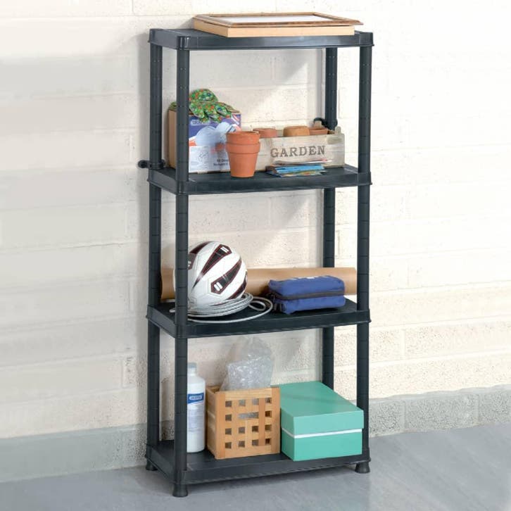 vidaXL Opbergrek 4-laags 61x30,5x130 cm kunststof zwart, Huis en Inrichting, Kasten | Stellingkasten, Nieuw, Verzenden