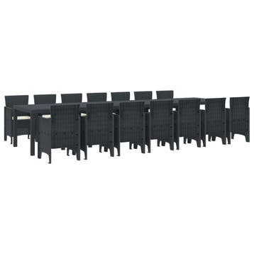 vidaXL Tuin Eettafelset met kussens 15 st Antraciet PP, Verzenden, Nieuw, 5 zitplaatsen