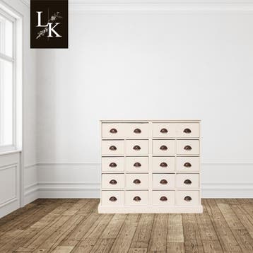 Ladekast met 18 lades – massief hout wit– direct beschikbaar, Antiek en Kunst