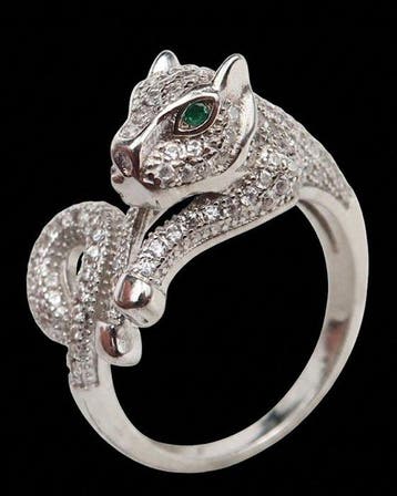 Smaragd - Zilver, Het Wilde Instinct van de Panter - Ring