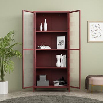 Vitrinekast Säkylä 180x80x35 cm bordeaux rood [en.casa], Verzenden, Nieuw