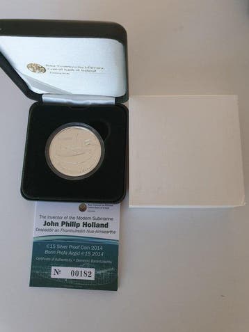 Ierland. 15 Euro 2014 John Philip Holland Proof (Zonder