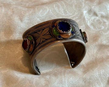 Oud zilveren manchette armband, Berber (Amazigh) - Zilver -